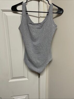 PINK Victoria's Secret Grey Scoop Neck Bodysuit